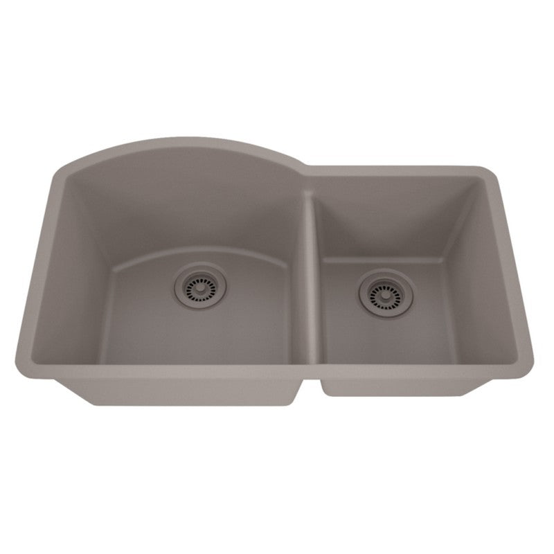 Dakota Sinks GSE-QC7030LD-BE Builders Elements Series 32 Inch Quartz Composite 70/30 Low Divide Double Bowl Undermount Kitchen Sink GSE-QC7030LD-CO Dakota Sinks Concrete