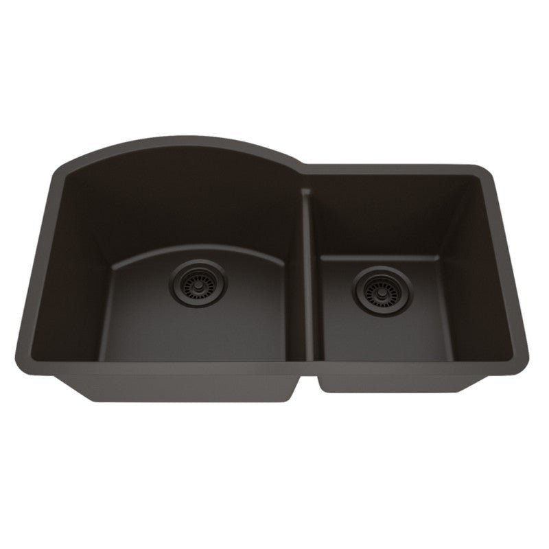 Dakota Sinks GSE-QC7030LD-BE Builders Elements Series 32 Inch Quartz Composite 70/30 Low Divide Double Bowl Undermount Kitchen Sink GSE-QC7030LD-BK Dakota Sinks Black
