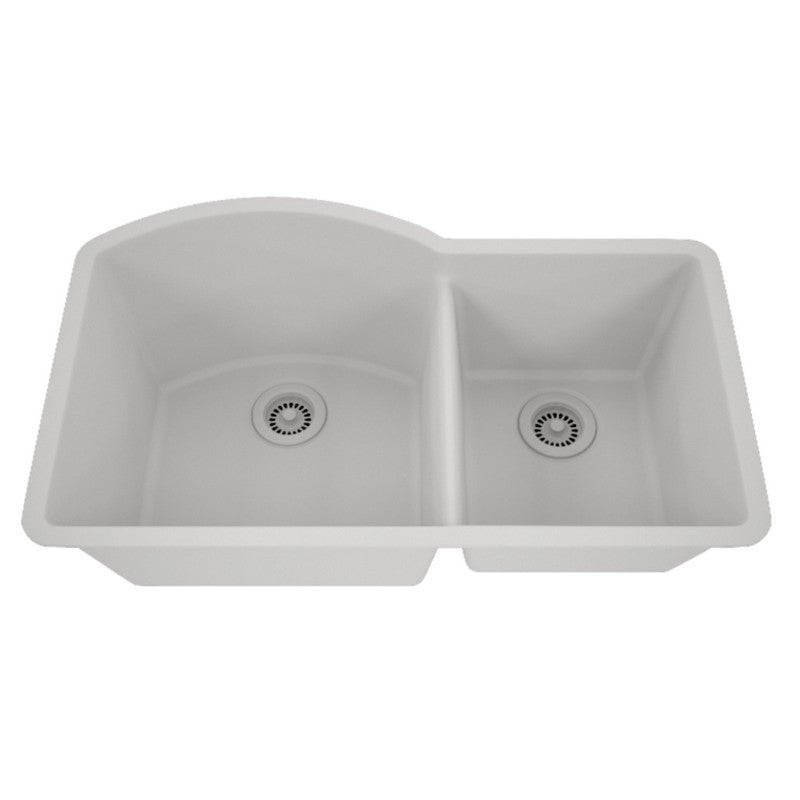Dakota Sinks GSE-QC7030LD-BE Builders Elements Series 32 Inch Quartz Composite 70/30 Low Divide Double Bowl Undermount Kitchen Sink GSE-QC7030LD-W Dakota Sinks White