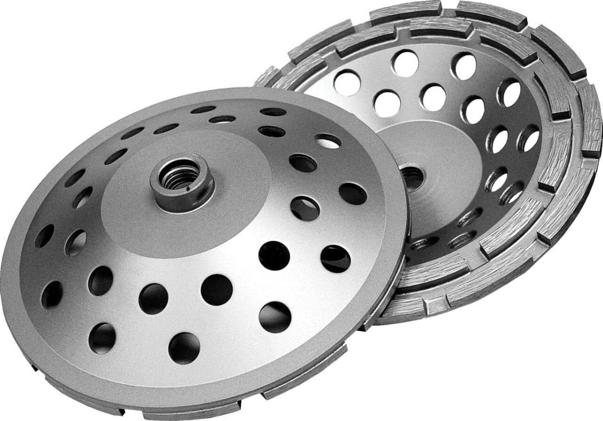 Delux-Cut Segmented Cup Grinders Double Row 22410 Diamond Products 4" 5/8-11 Double Row