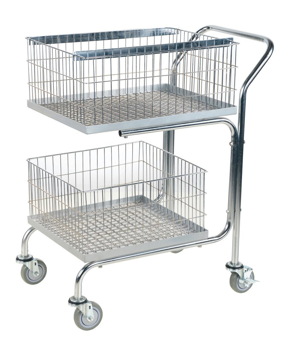 Double Tray/Double Basket Mail Cart Vestil
