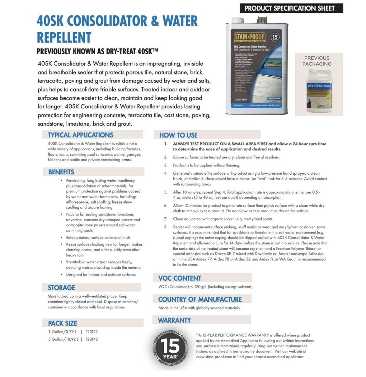 Dry Treat 40SK (Stain-Proof 40SK Consolidator & Water Repellent Sealer) Dry Treat