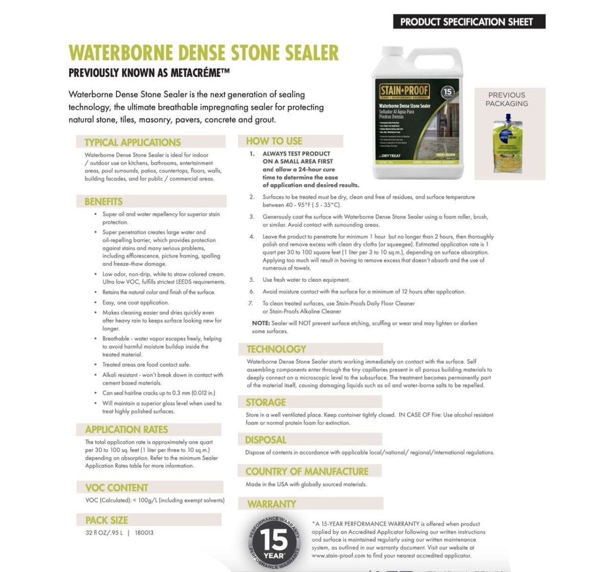 Dry Treat Meta Creme - Stain-Proof Waterborne Dense Surface Sealer Dry Treat