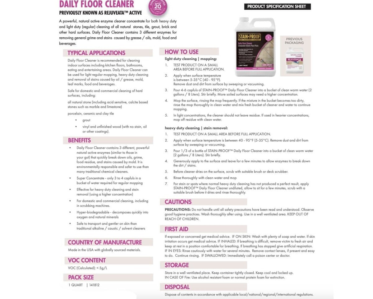 Dry Treat Rejuvenata Active Daily Floor and Bathroom Cleaner Dry Treat