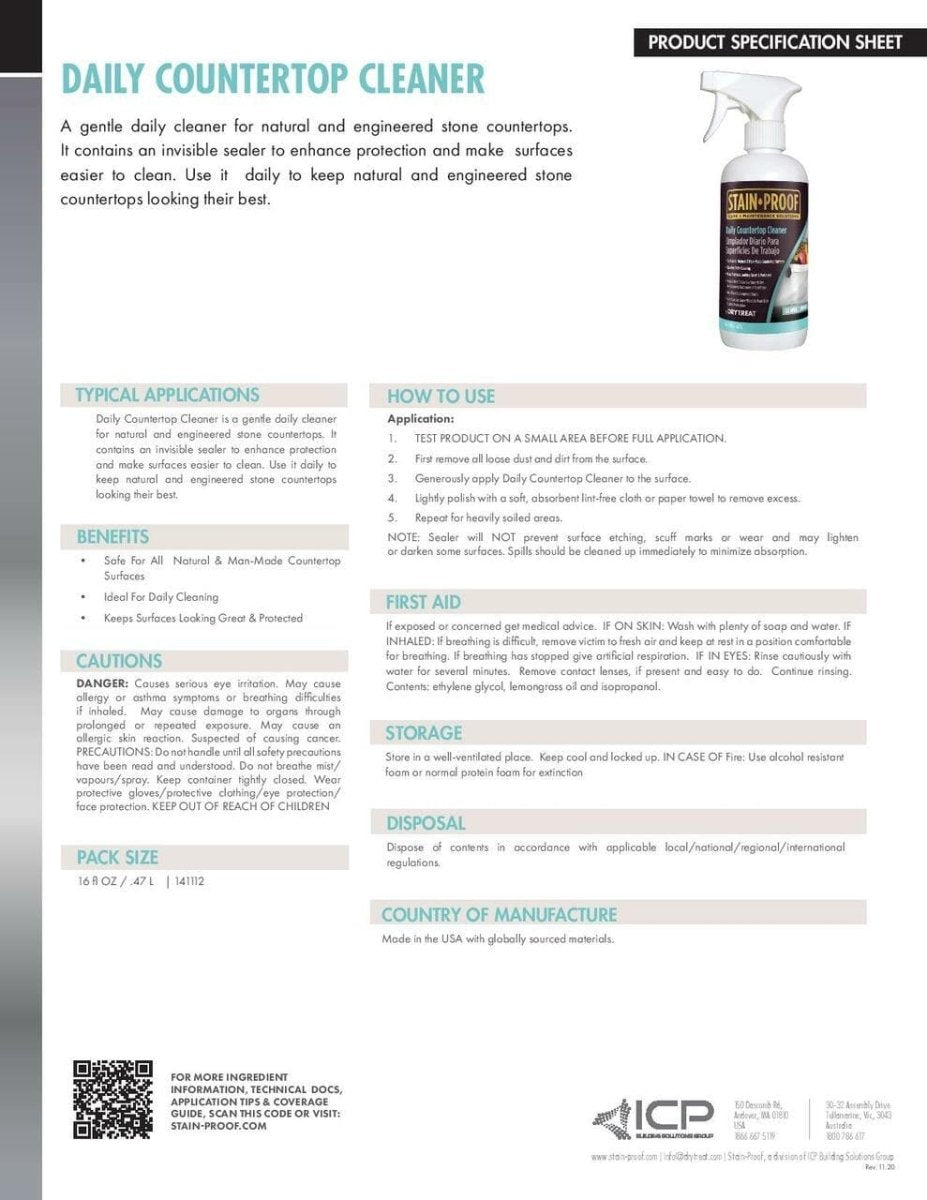 Dry Treat STAIN-PROOF Daily Countertop Cleaner (Rejuvenata) Dry Treat