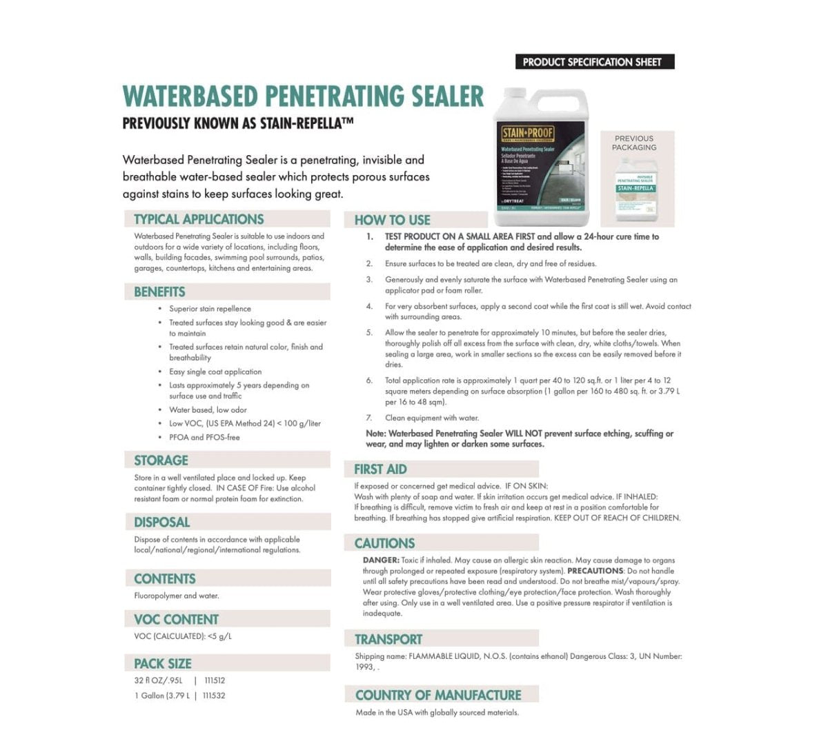 Dry-Treat Waterbased Penetrating Sealer (Formerly Stain-Repella™) Dry Treat
