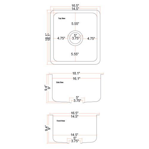 DSE-HC1816 “Dakota Signature Handmade Copper Bar Sink Single Bowl 18″x16″x10″” Dakota Sinks