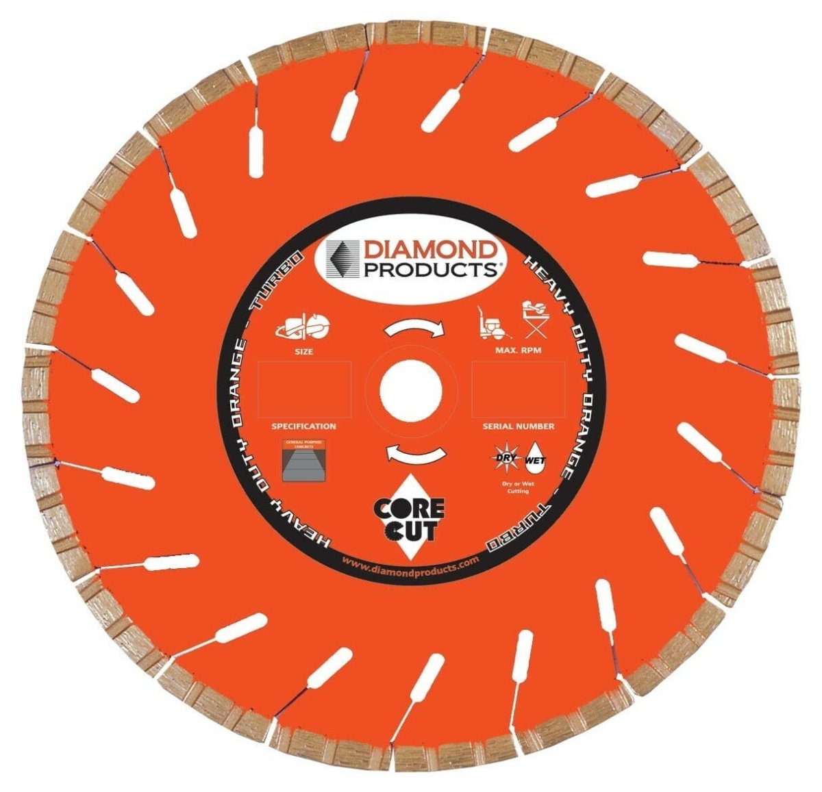 Heavy Duty Orange Turbo 12281 Diamond Products 4" x .080 x 7/8" Single