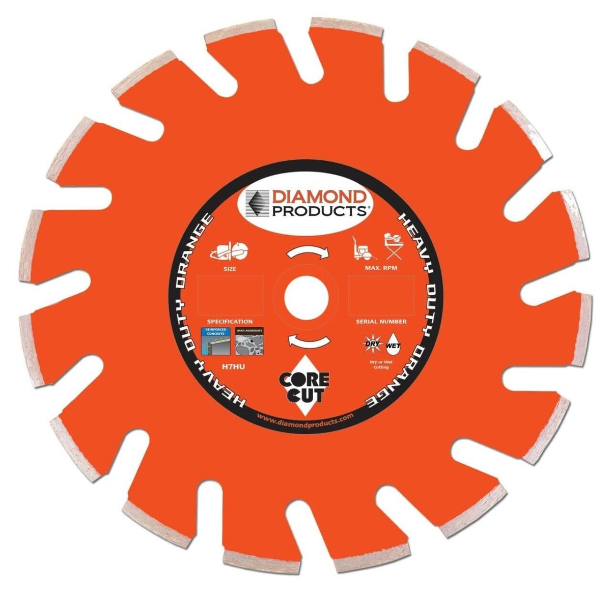 Heavy Duty Orange Ultimate High Speed Diamond Blade for Concrete 66309 Diamond Products 12" x .125 x UNV
