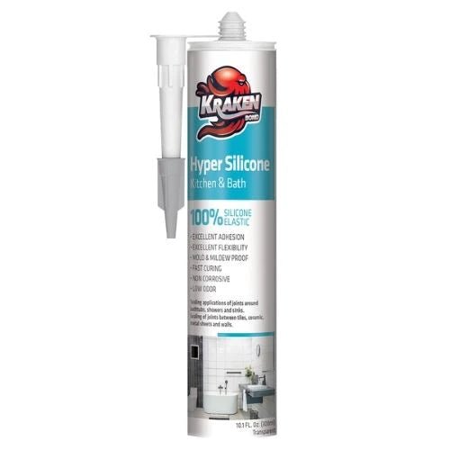 Hyper Kitchen & Bathroom Silicone 300Ml (10.1 FL. OZ) Transparent - 12 COUNT Kraken Bond