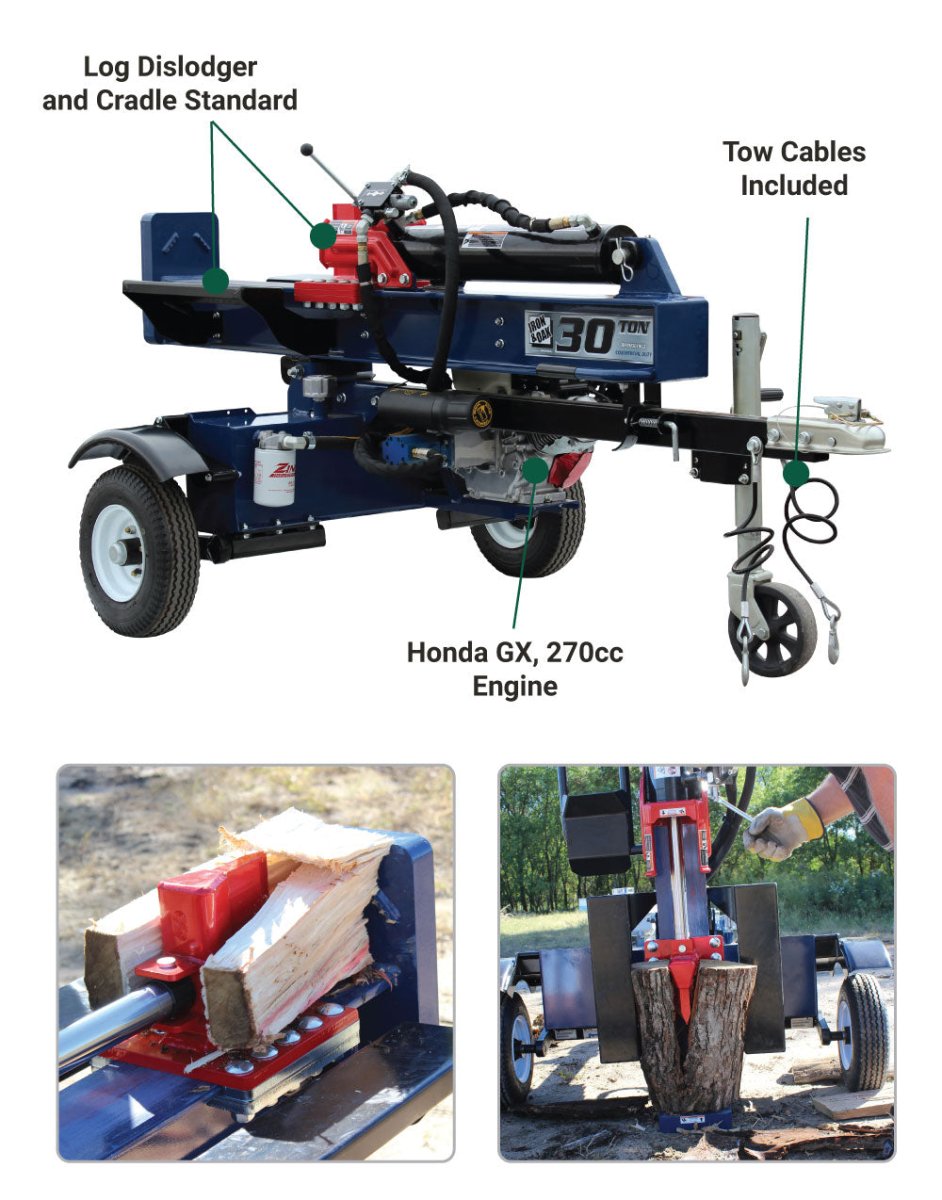 Iron and Oak Log Splitter | 30-Ton | Honda GX270 Iron and Oak