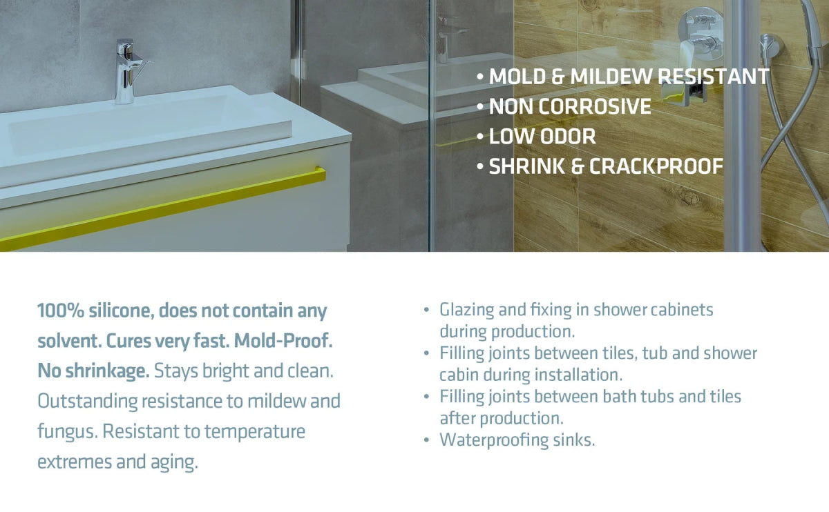 Kitchen & Bathroom Silicone 300 ml (10.1 FL Oz) White - Case of 12 Kraken Bond