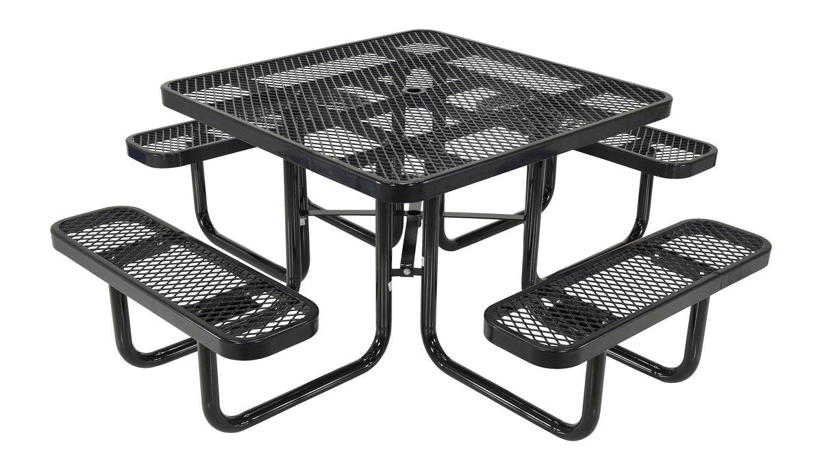 Picnic Tables - Steel Mesh PT-MX-ST-46-BK Vestil Square Picnic Table Black