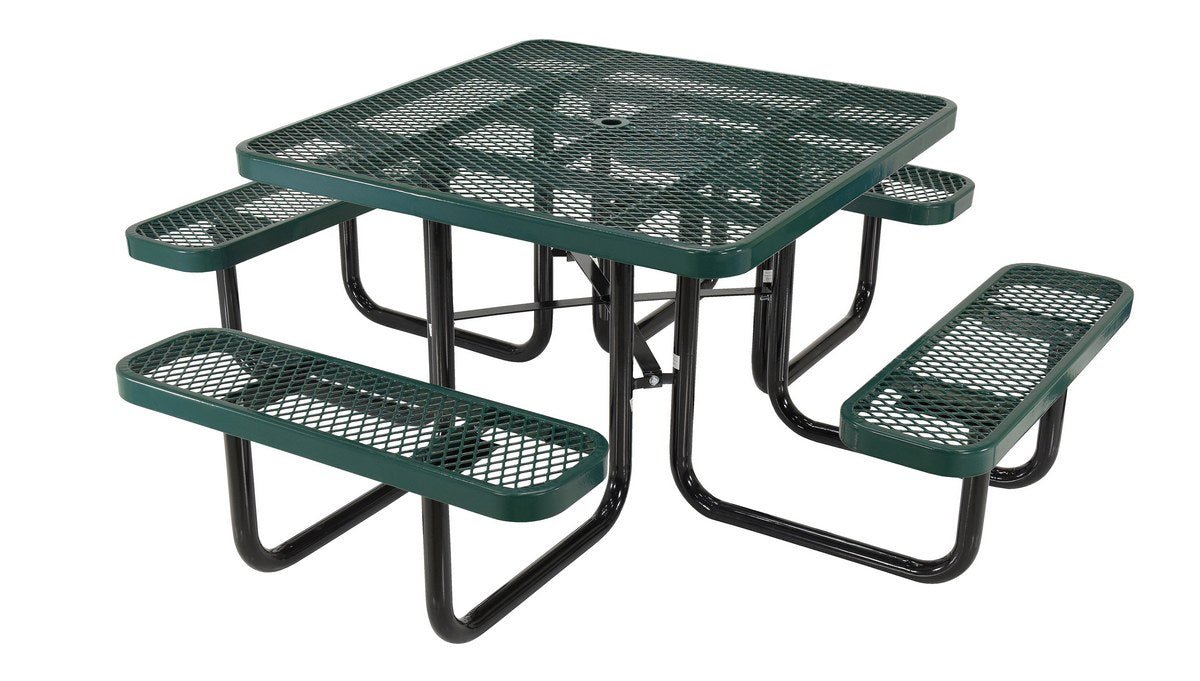 Picnic Tables - Steel Mesh PT-MX-ST-46-GN Vestil Square Picnic Table Green