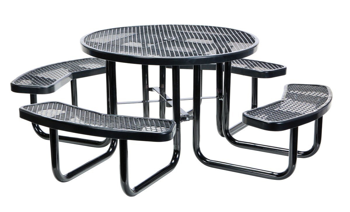 Picnic Tables - Steel Mesh PT-MX-RT-46-BK Vestil Round Picnic Table Black