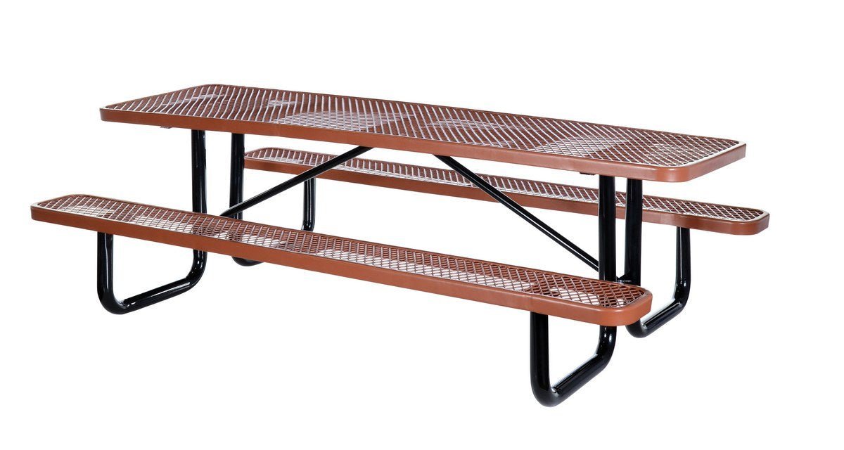 Picnic Tables - Steel Mesh PT-MX-3072-BN Vestil Rectangle Picnic Table - 72' Length Brown