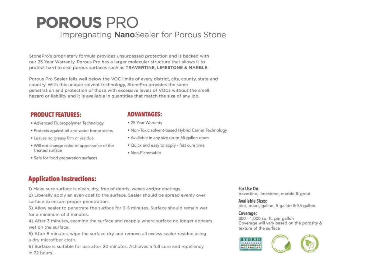 Porous Pro Impregnating Sealer - Sale Stone Pro