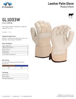 Premium Cowhide Leather Palm Gloves - Box of 12 Pyramex
