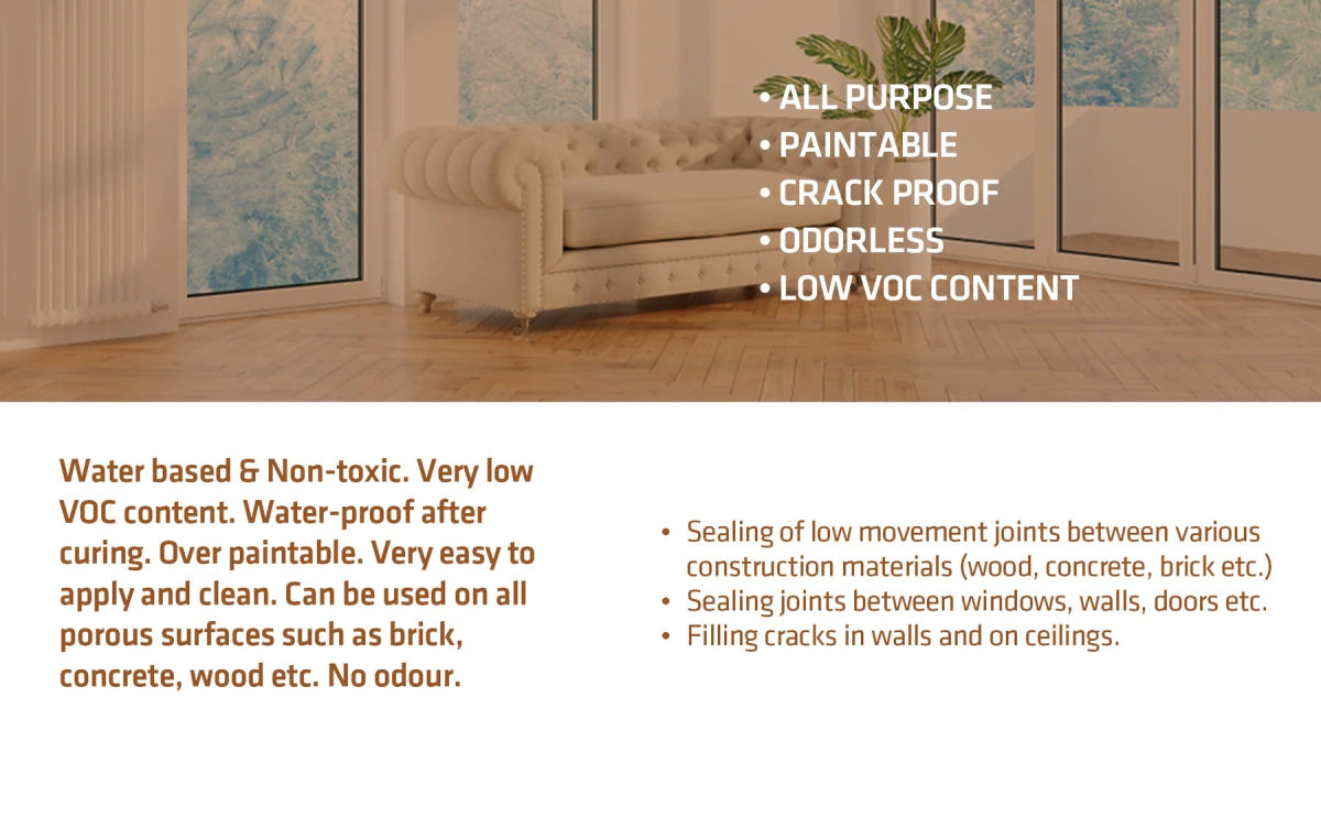 Premium Siliconized Caulk Sealant 300 ml (10.1 FL Oz.) White - Case of 12 Kraken Bond