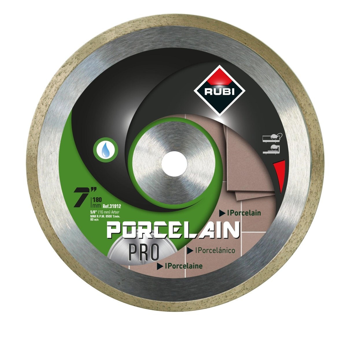 Rubi Porcelain Cutting Pro Diamond blade 31912 Rubi Tools 7"