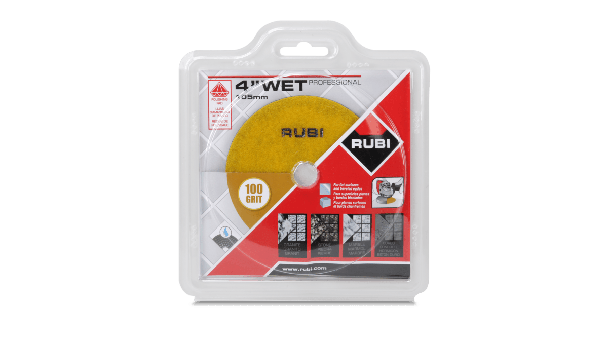 Rubi Wet Polishing Pads 61945 Rubi Tools POLISHING PADS WET RESINE 4" GR.100