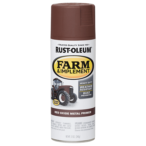 Rust-Oleum Farm & Implement Primer 280137 Rust-Oleum 12 oz. Spray - 6 Count Red Oxide Metal Primer