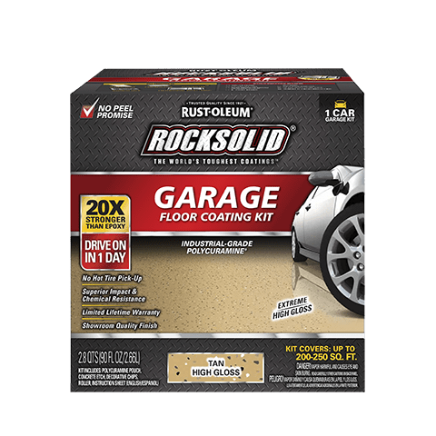 Rust-Oleum Rocksolid Polycuramine® Garage Floor Coating Kit 60007 Rust-Oleum 90 fl. oz. Tan High Gloss