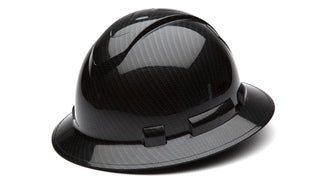 Shiny Black Ridgeline Full Brim Hard Hat (case of 12) Pyramex