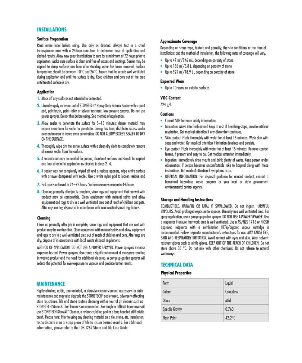 StoneTech Heavy Duty Exterior Sealer - Solvent Based Laticrete