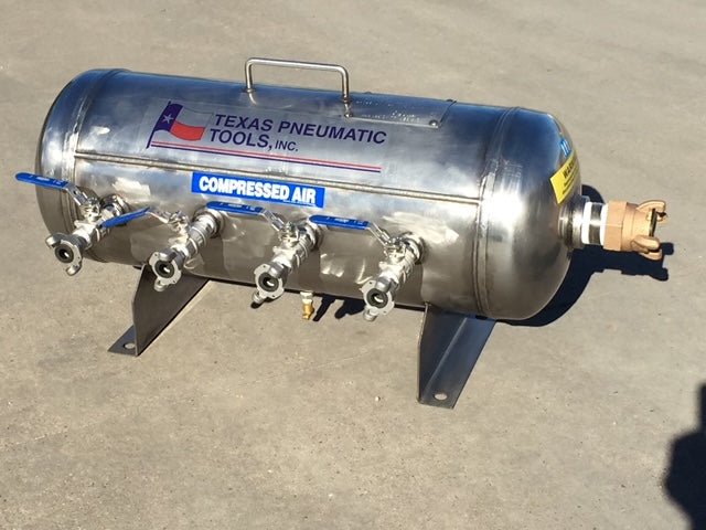 TX-2AMF-SS - Stainless Steel Air Manifold (15 Gallon, ASME Tank) Texas Pneumatic Tools