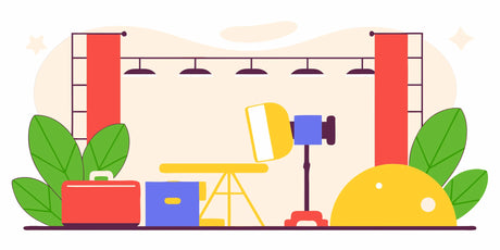 Various types of granite slab lifting equipment organized on a workbench.