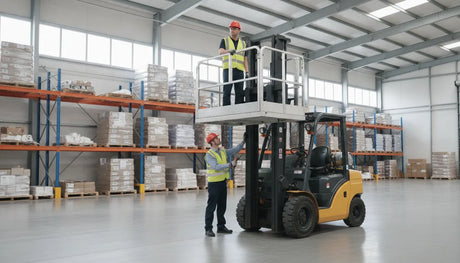Forklift man basket work platform for safe elevated maintenance
