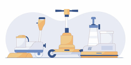 concrete polishing tools on polished concrete floor