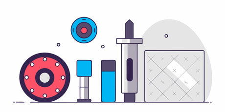 A diamond hole saw with its components: drill bits, cutting segments, and core barrels.