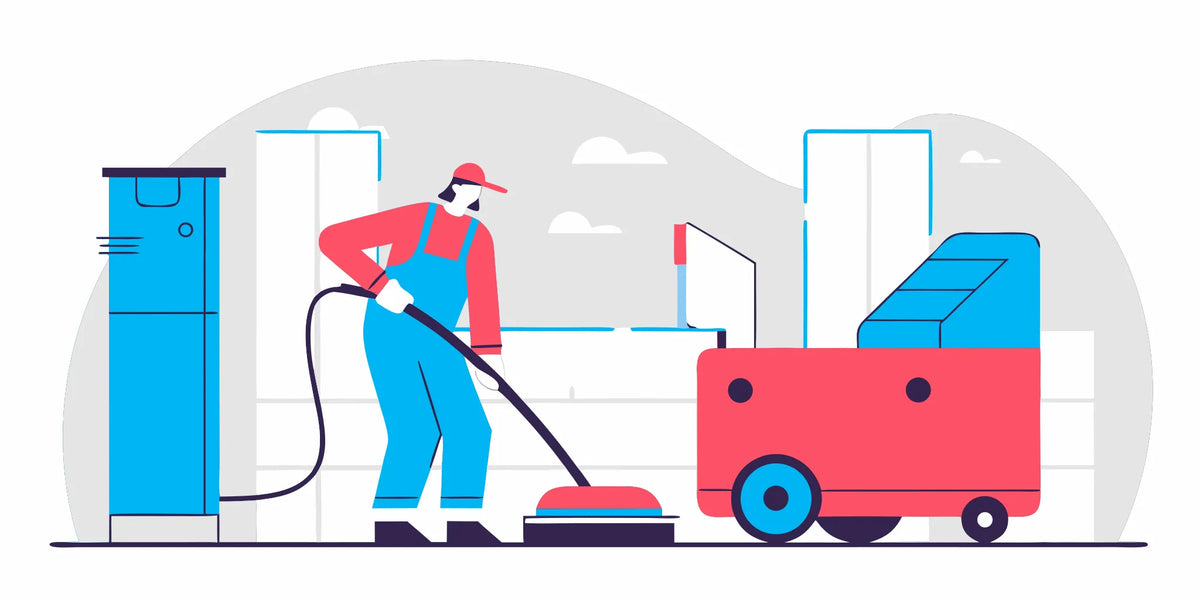 Dust extractor connected to concrete surface prep equipment