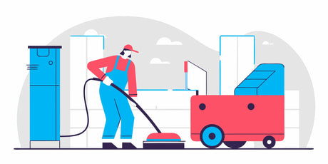 Dust extractor connected to concrete surface prep equipment