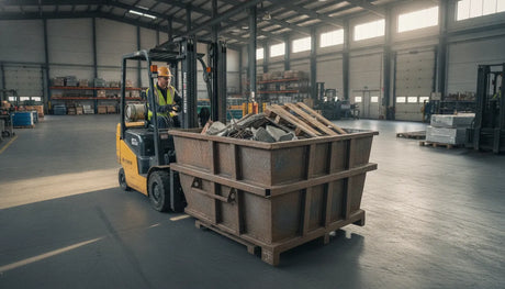 Forklift trash hopper for sale handling construction debris