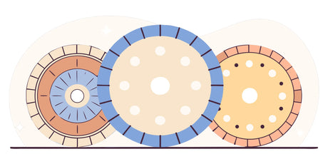 Three different types of concrete cutting blades for comparison.