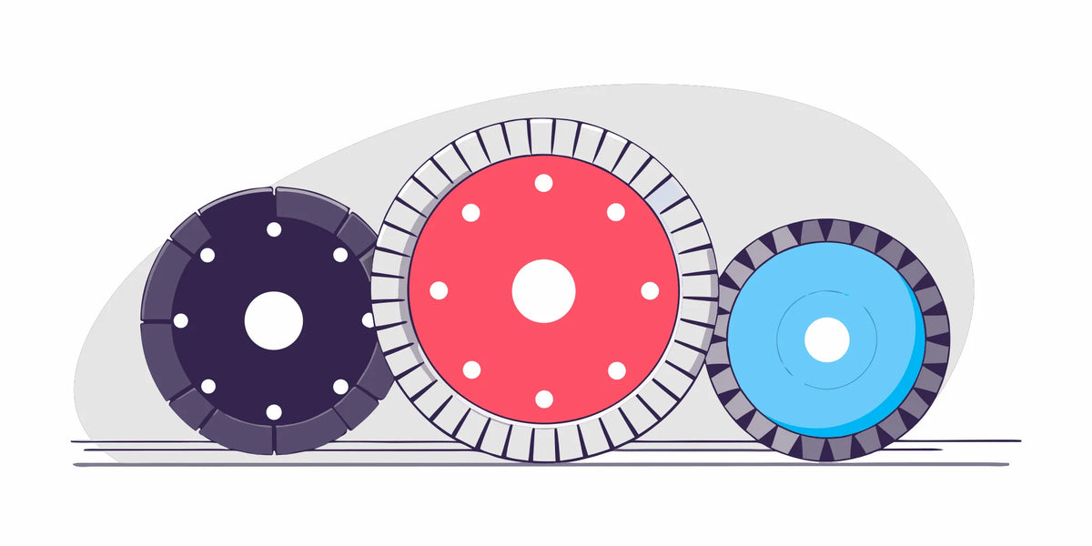 A selection of construction diamond blades for different cutting applications.