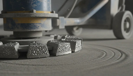 High-quality industrial concrete diamond tooling segments on a metal grinding plate