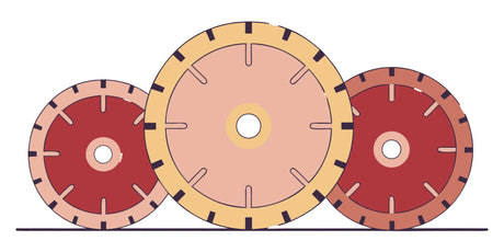 Segmented diamond blades for cutting hard materials like concrete and stone.