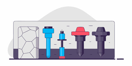 Stone router bits with various profiles and materials for CNC use.