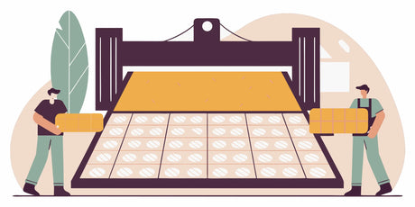 automated tile laying machine installing floor tiles