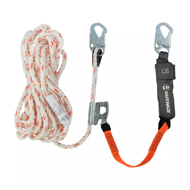 V-Line 50′ Vertical Lifeline Assembly: Snap Hook, Rope Grab, EA Lanyard Safewaze