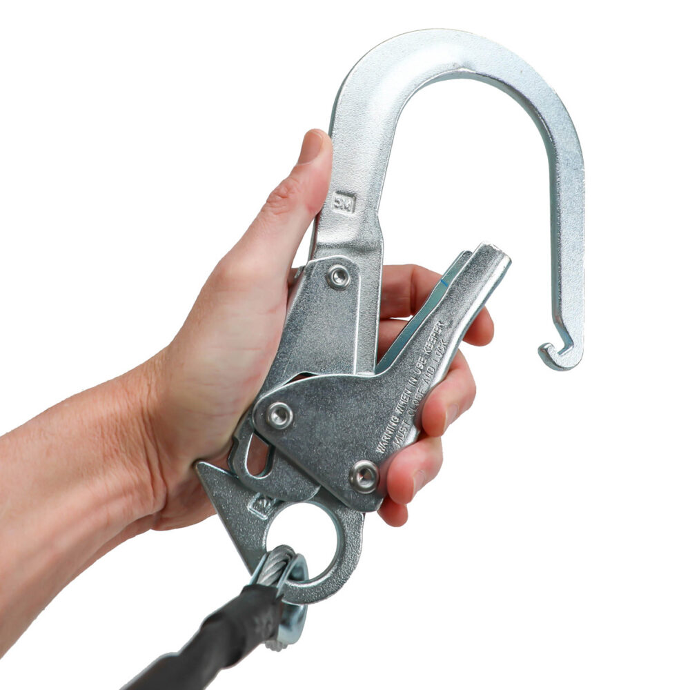 Leading Edge 6′ Energy Absorbing Lanyard: Dual Leg, Rebar Hooks Safewaze