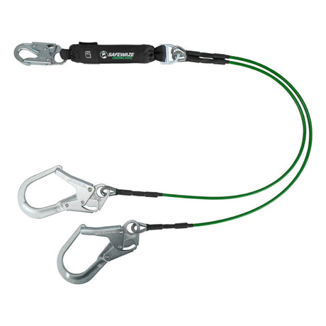 Leading Edge 6′ Energy Absorbing Lanyard: Dual Leg, Rebar Hooks Safewaze