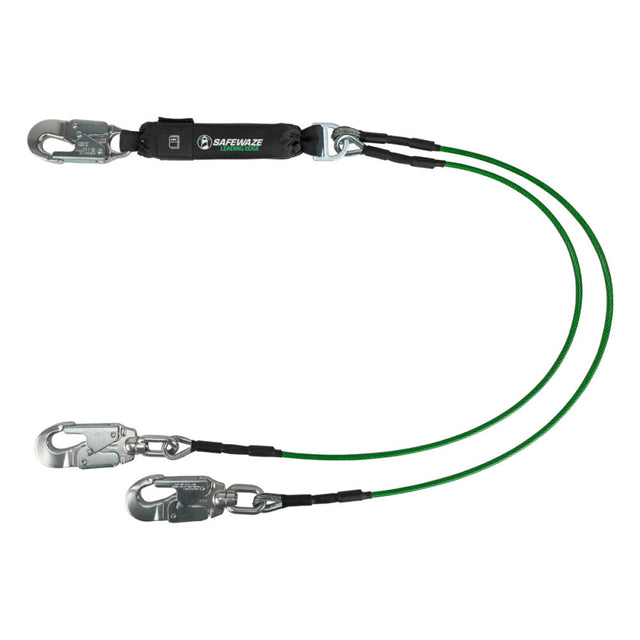Leading Edge 6′ Energy Absorbing Lanyard: Dual Leg, Alu Swivel Snap Hooks Safewaze