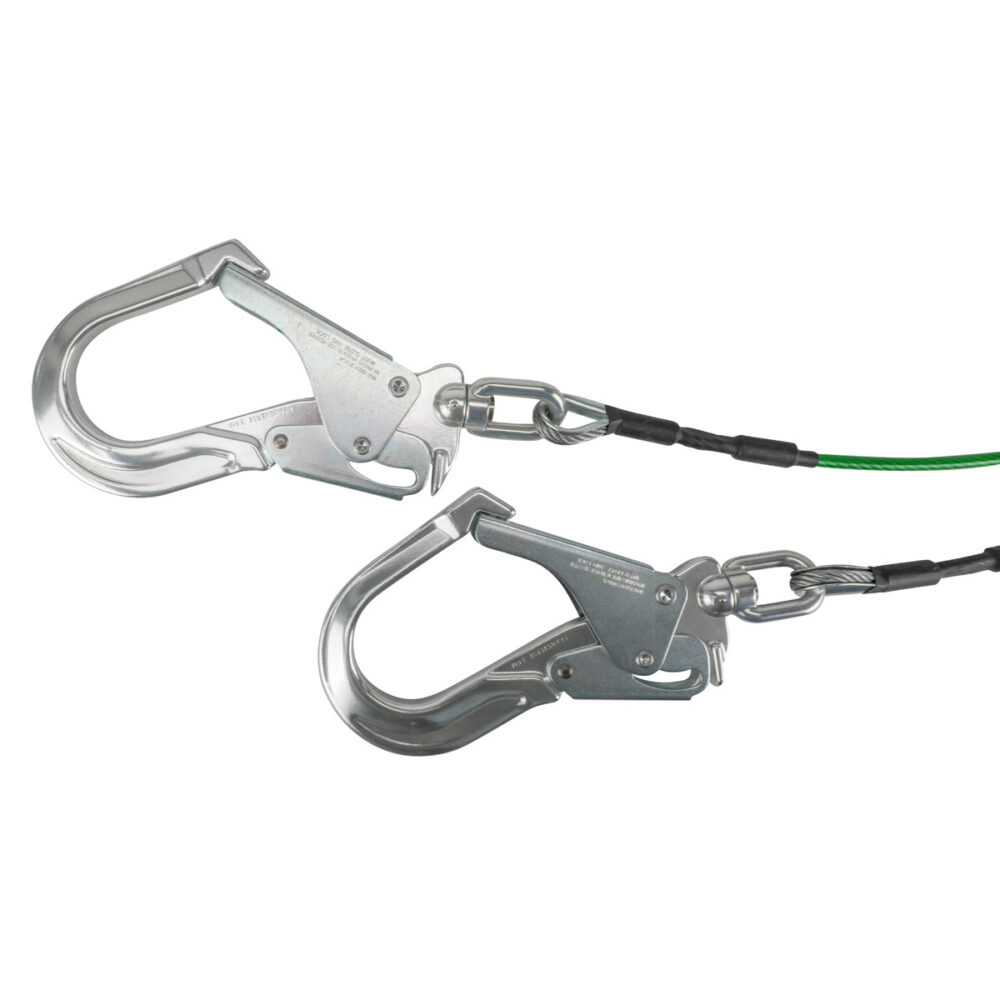 Leading Edge 6′ Energy Absorbing Lanyard: Dual Leg, Alu Swivel Rebar Hooks Safewaze