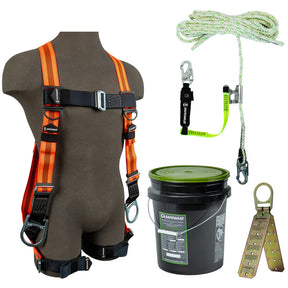 V-Line Bucket Roof Kit: FS99281-E Harness, FS700-50GA-3E VLL, FS870 Anchor Safewaze