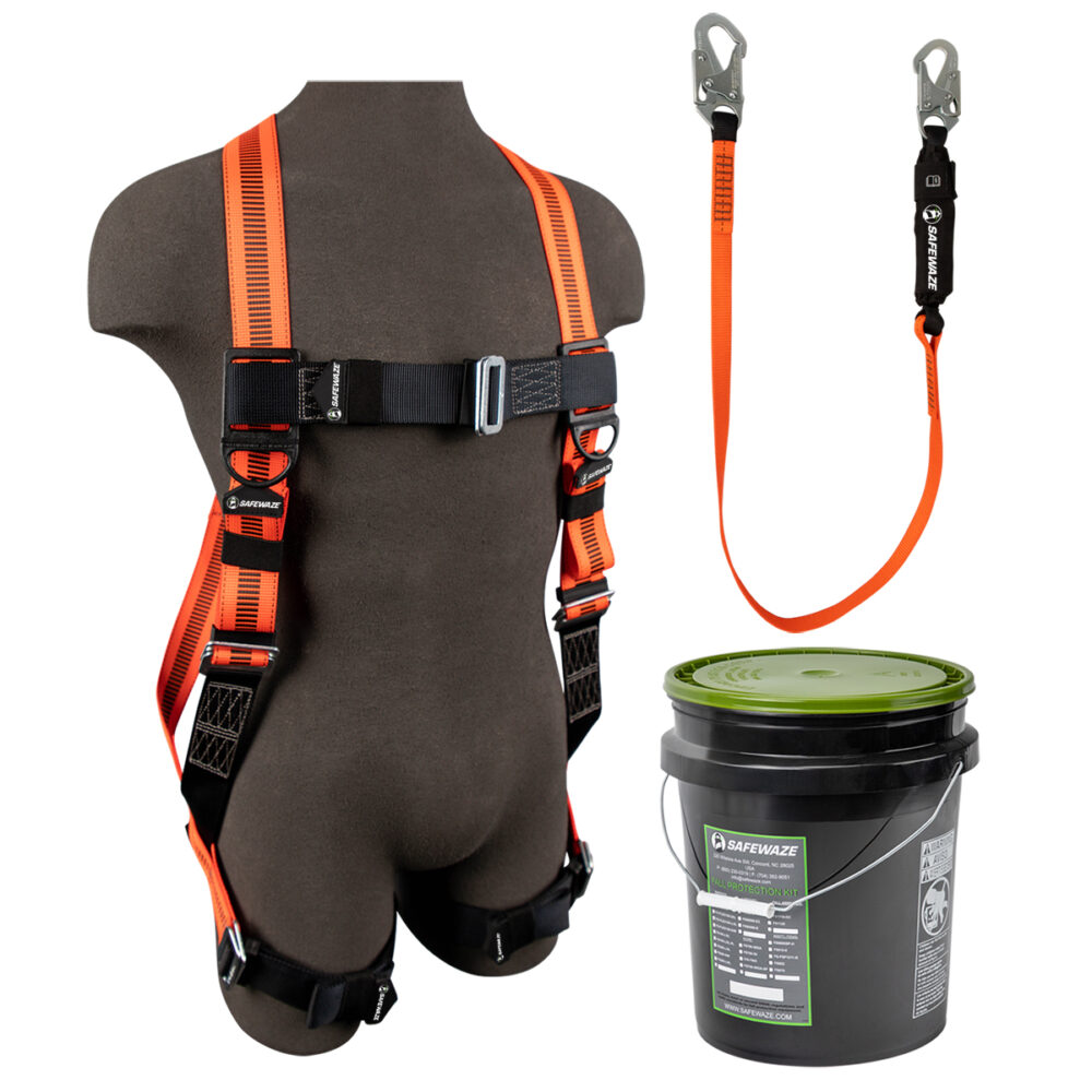 V-Line Bucket Combo: FS99280-E Harness, FS88560-E Lanyard Safewaze